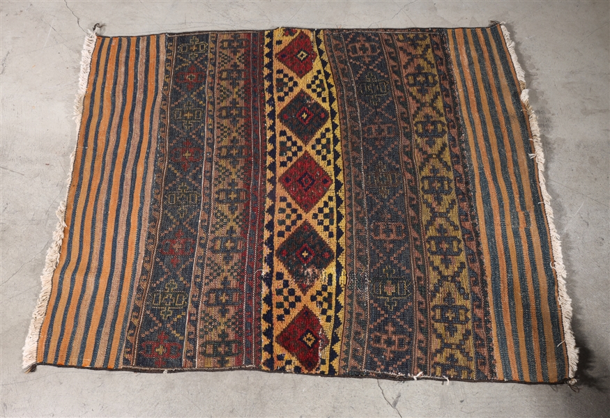 Afghan wool rug; as-is condition,