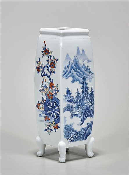 Japanese four-faceted porcelain footed