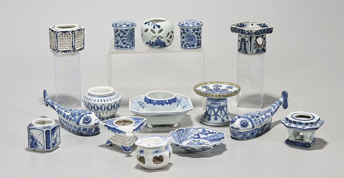 Group of Japanese blue and white