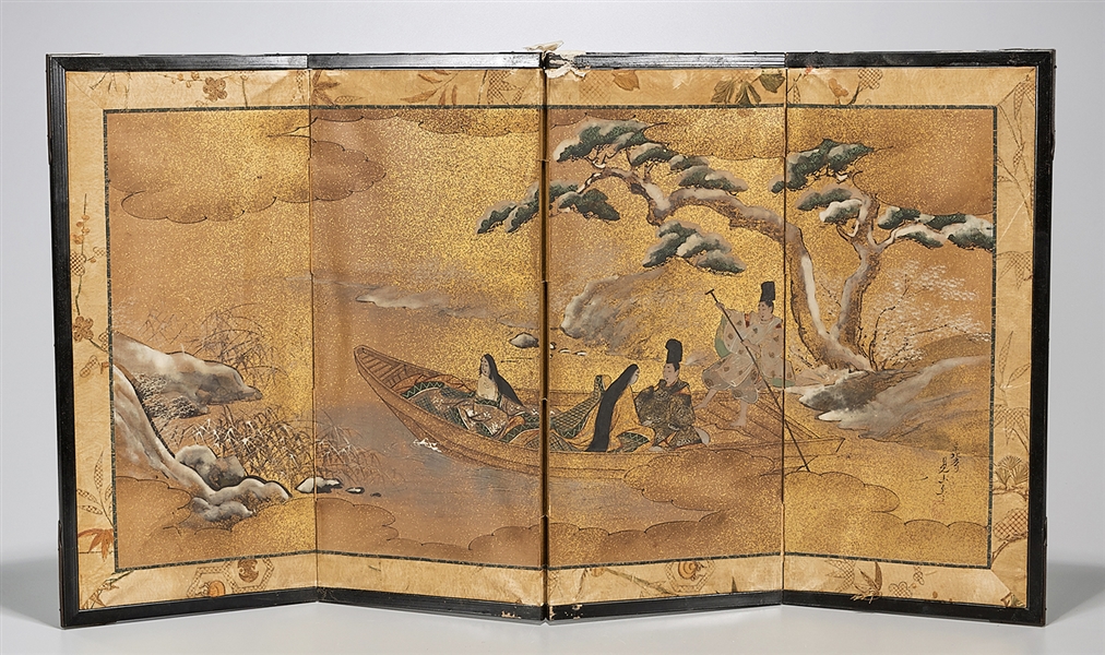 20th c Japanese painted four panel 2af0b8