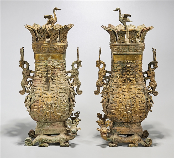 Pair of Chinese archaistic bronze 2af0d2