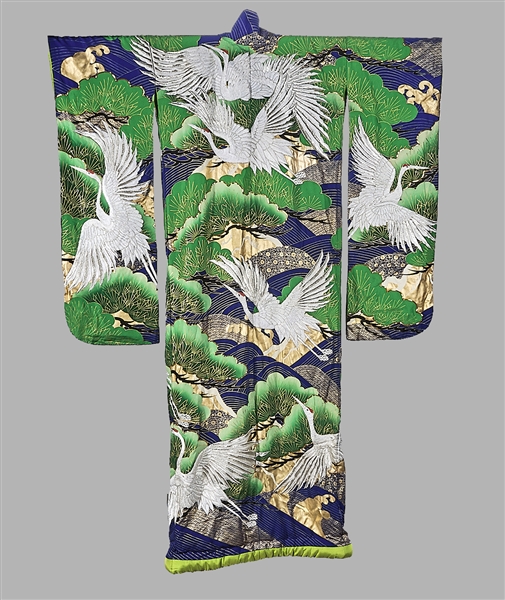 Japanese silk kimono with birds 2af0e5