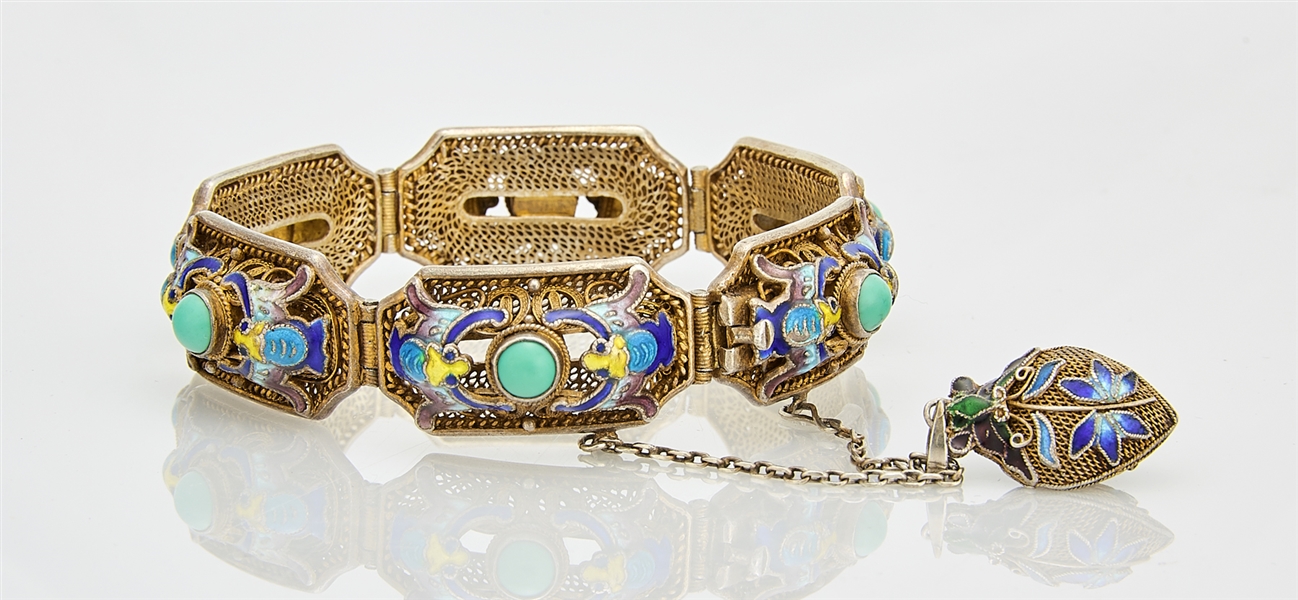 Chinese enameled gilt silver bracelet  2af112