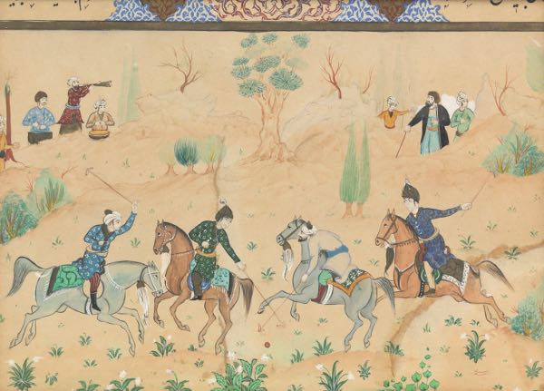 HAND PAINTED PERSIAN POLO SCENE