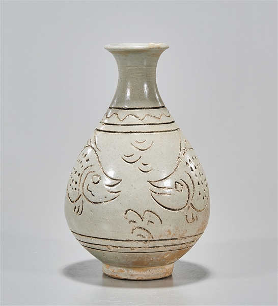 Korean glazed vase incised twin 2af16d