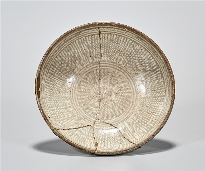 Korean glazed bowl; repeating rope