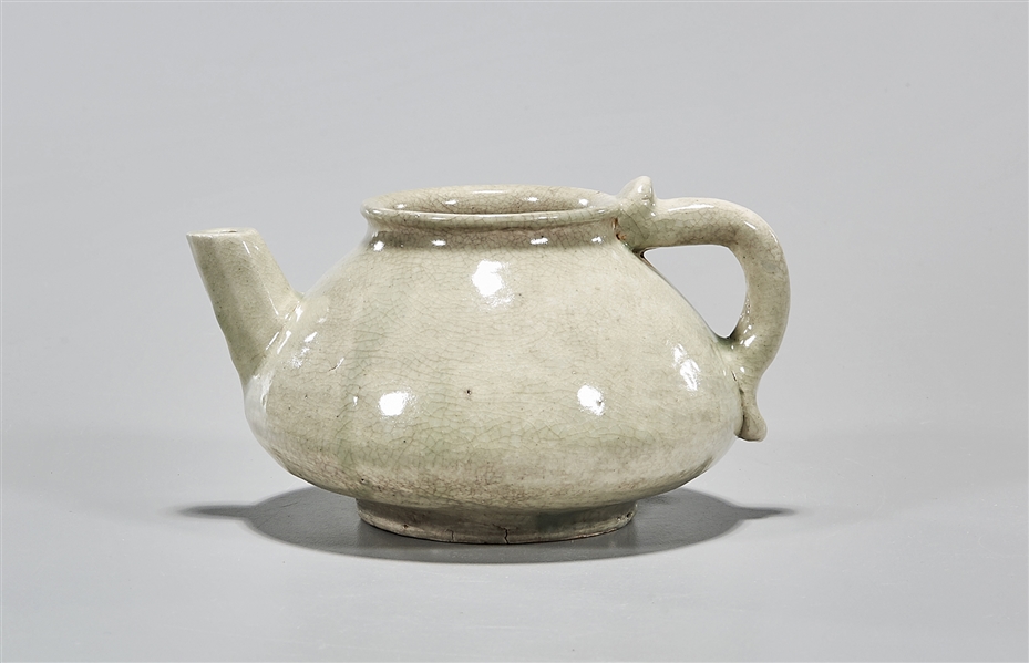 Korean glazed tea pot; 3" x 5 1/2"