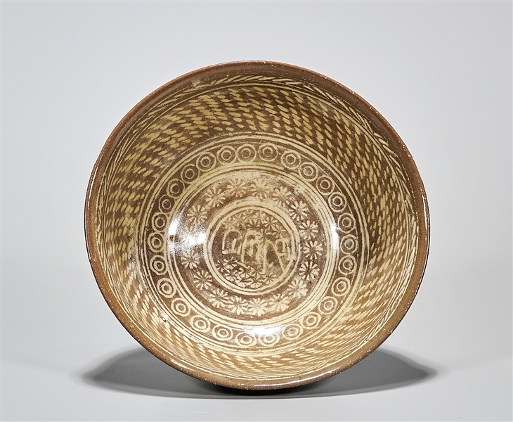 Large Korean brown glazed bowl;