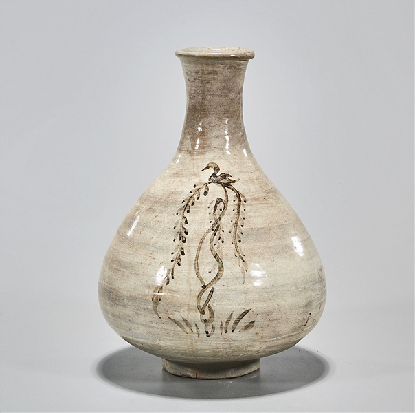 Korean glazed ceramic vase; depicting