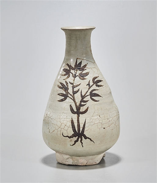 Heavy Korean glazed ceramic vase;