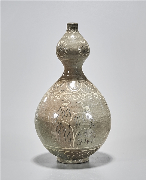 Korean glazed ceramic double gourd