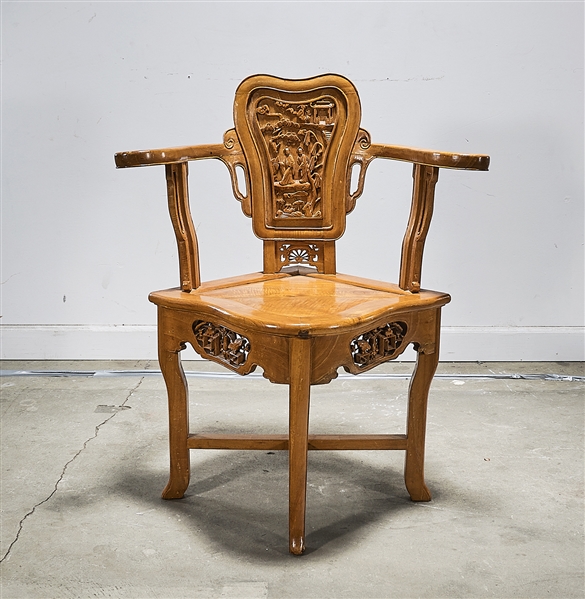 Chinese wood corner chair; with