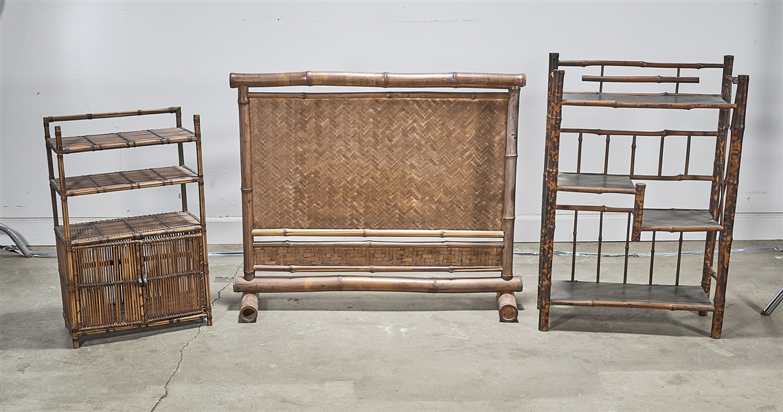 Three bamboo furniture pieces;