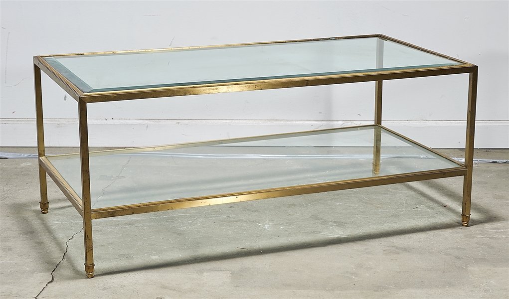 Glass and brass two tiered coffee 2af1bf