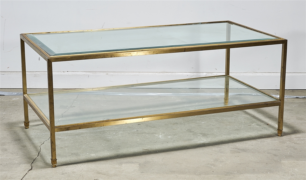 Glass and brass two-tiered coffee