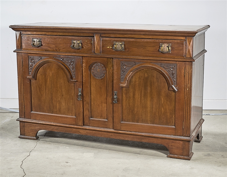 20th c. two-piece cabinet; above