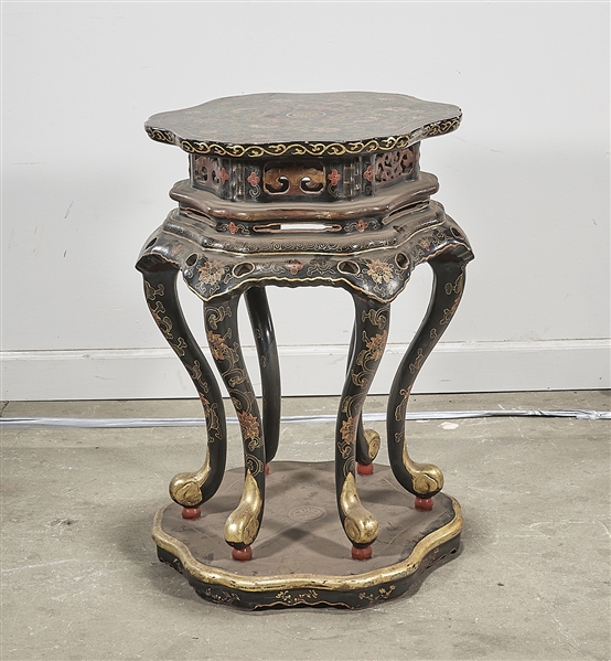 Chinese painted wood table; depicting