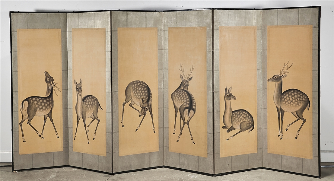 Japanese-style six panel silk screen;