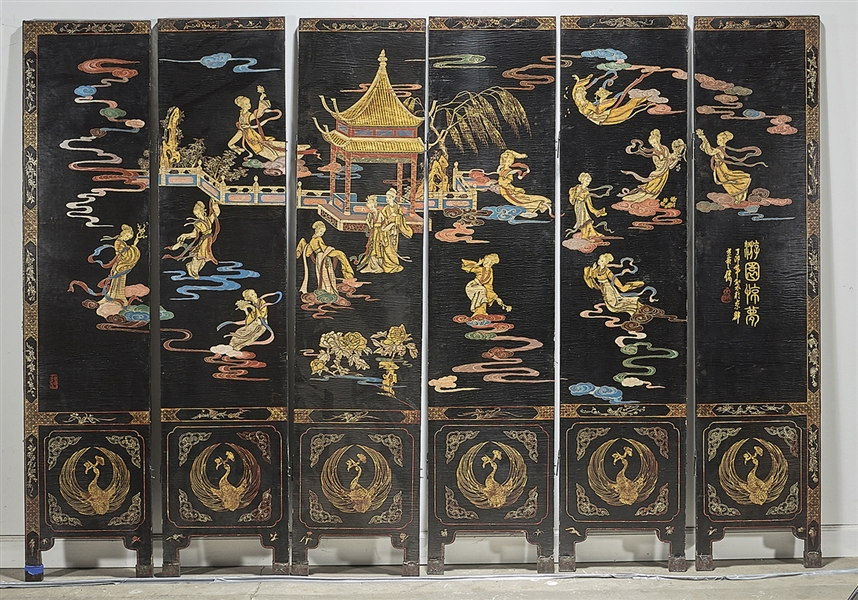 Chinese wood six panel screen  2af20c