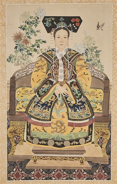 Chinese ink & color on silk painting;