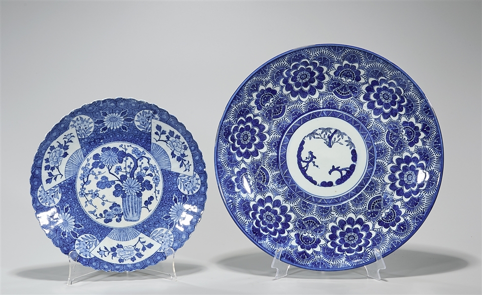 Two antique Japanese blue and white