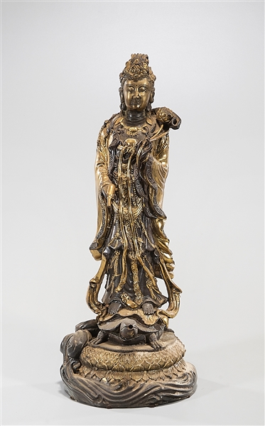 Chinese gilt metal Guanyin standing 2af270