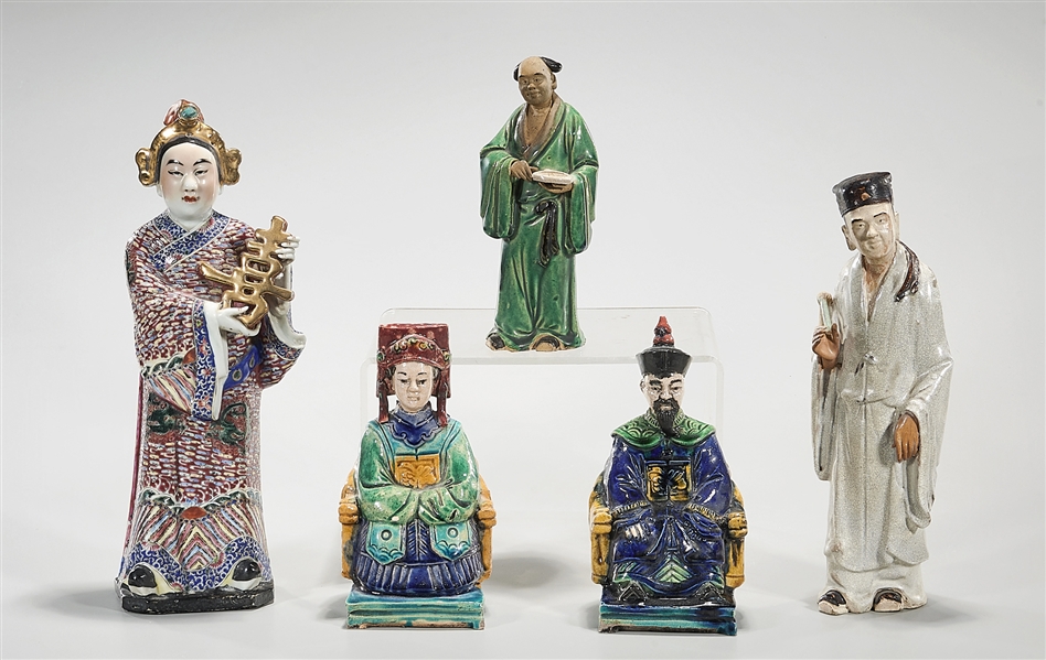 Five various Chinese ceramic figures;