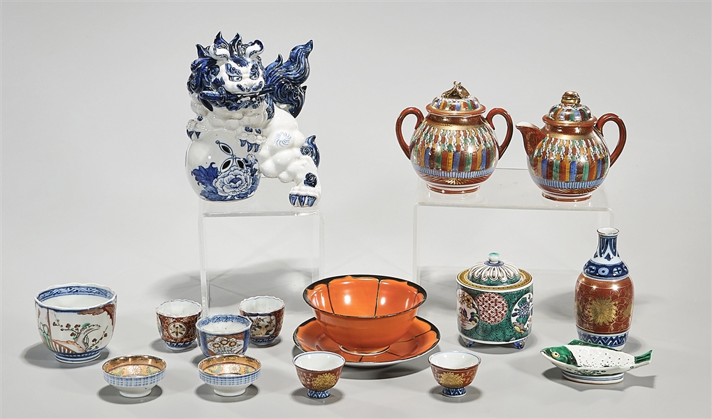 Group of various Japanese ceramics;