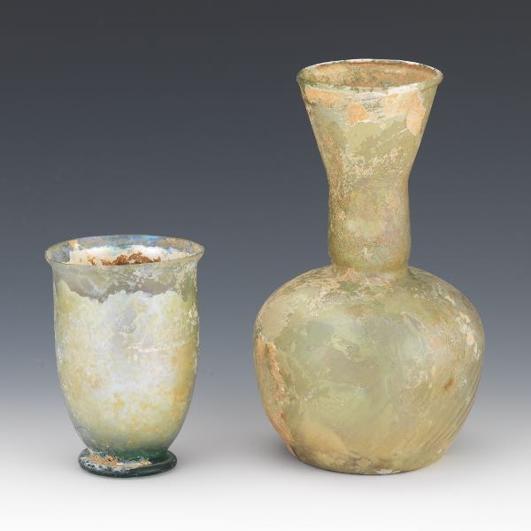 TWO ROMAN GLASS VESSELS Iridescent 2af28a