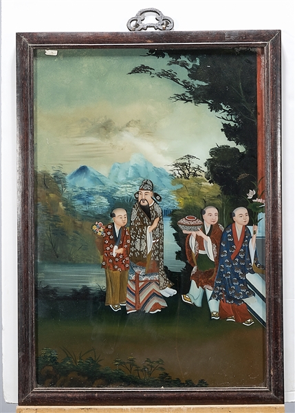 Chinese reverse glass painting of figures