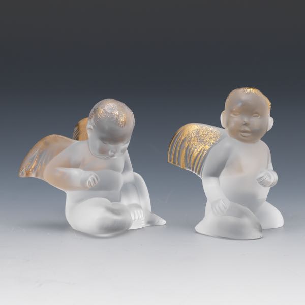 TWO LALIQUE FRANCE GILT FROSTED 2af2ae