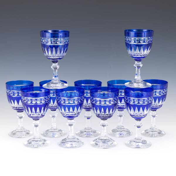 VAL ST LAMBERT WINE GLASSES, SET OF