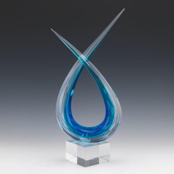 LARGE MURANO AZURE AND CLEAR GLASS 2af2c4