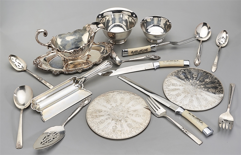Group of silver plate items; including
