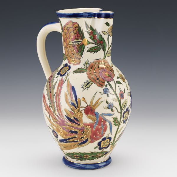 ZSOLNAY BIRDS OF PARADISE PITCHER 12