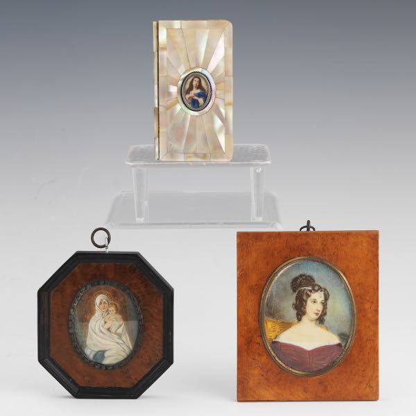 THREE MINIATURE PAINTINGS Including  2af344