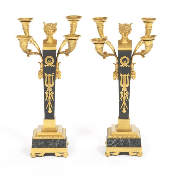 FRENCH EMPIRE PAIR OF GILT AND