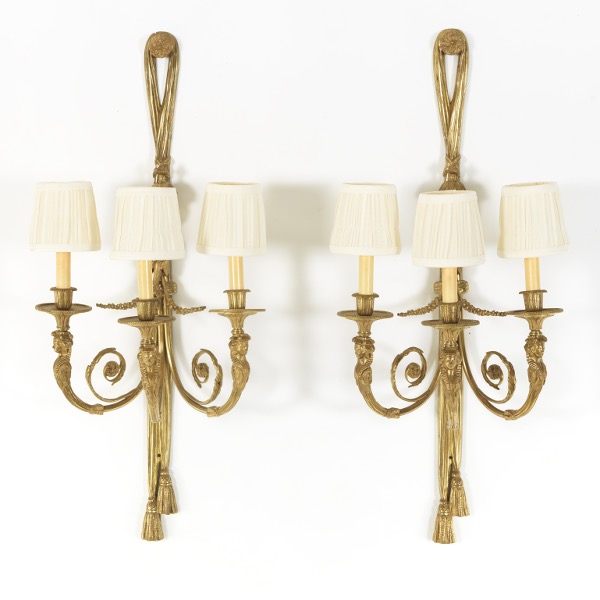  PAIR OF FRENCH GILT BRONZE THREE ARM 2af355