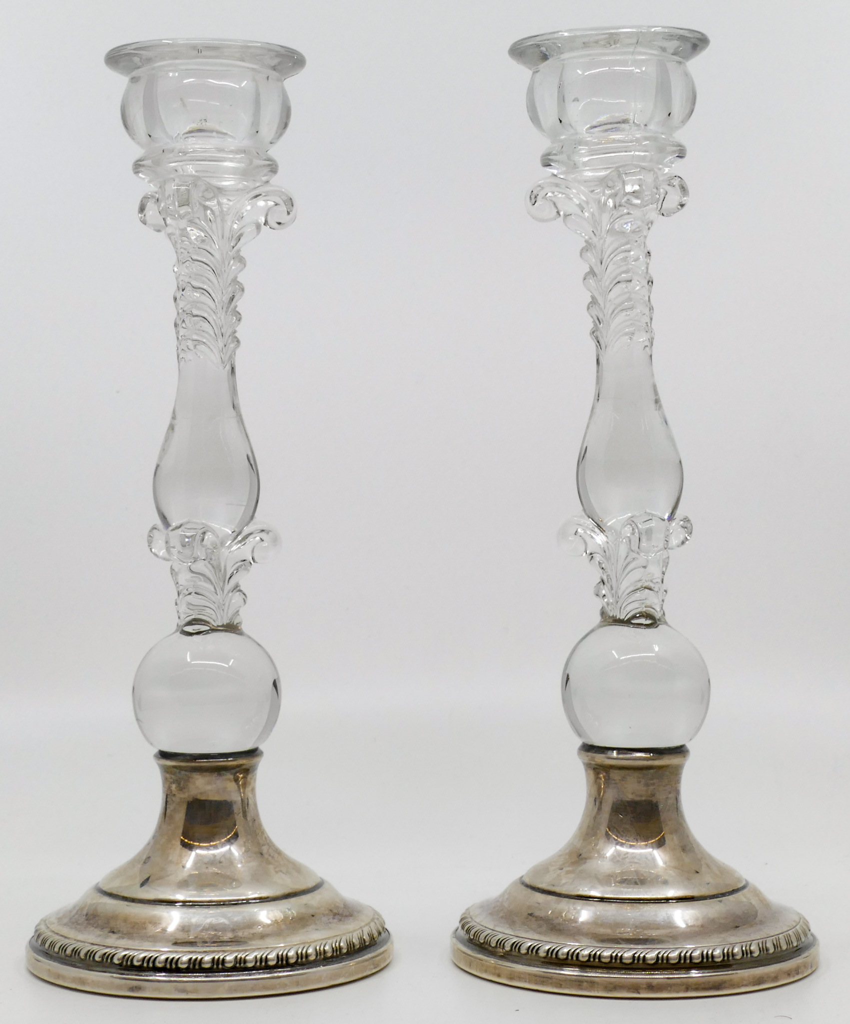 Pair Cambridge Glass Sterling Weighted 2af3fa