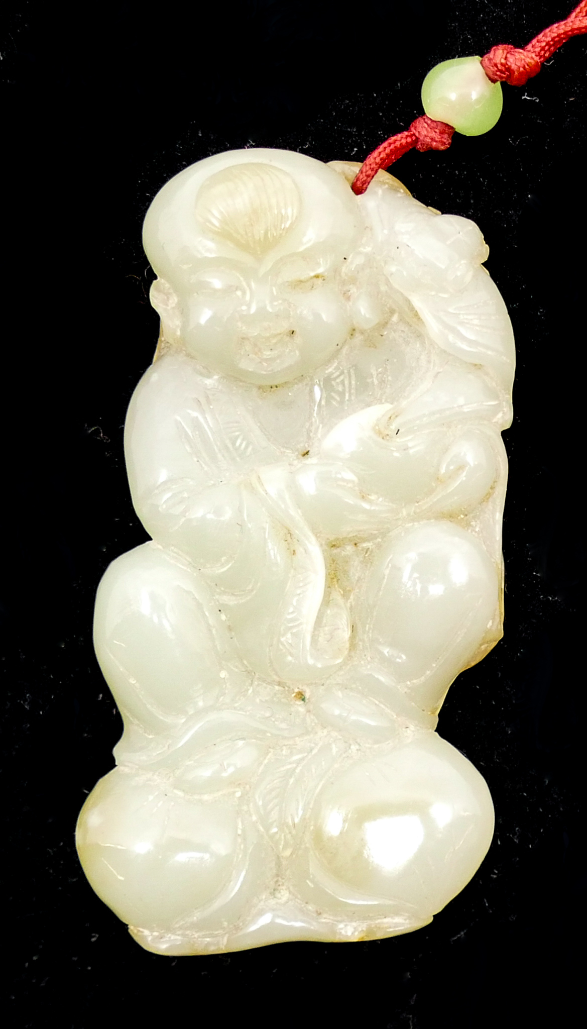 Chinese Jade Boy with Monkey Carved 2af419