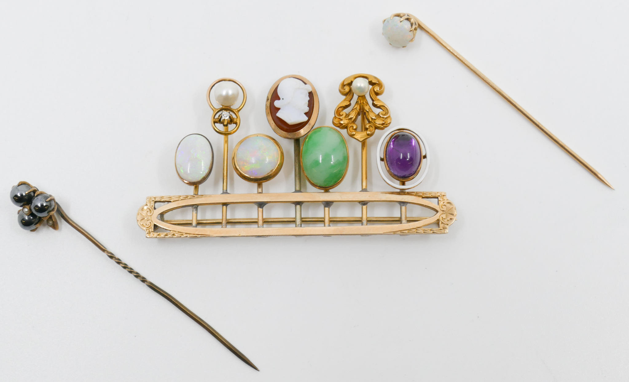 Box Antique Stick Pin Brooch and