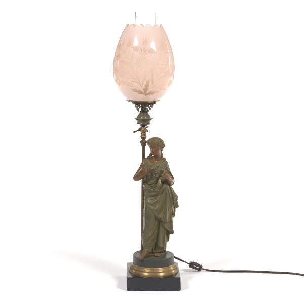 ELECTRIFIED GAS TABLE LAMP, CA.
