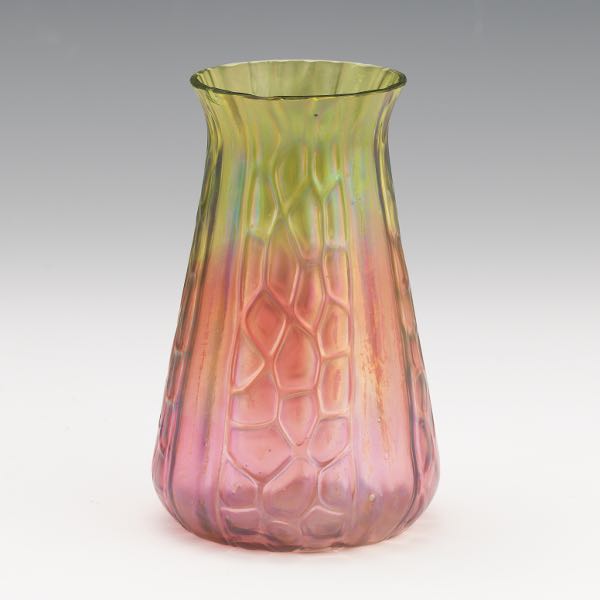 ART GLASS VASE 5 ½" Pink and chartreuse