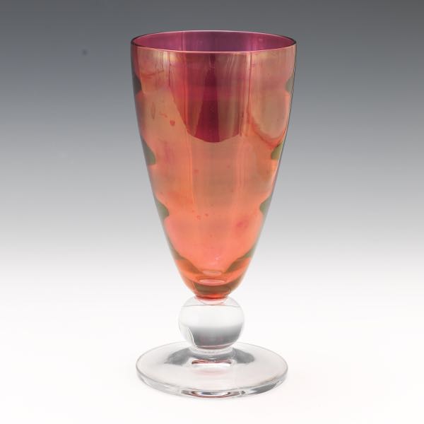 CRANBERRY GLASS PEDESTAL VASE 10