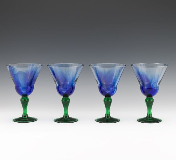 SET OF FOUR ART GLASS GOBLETS 7 2af49d