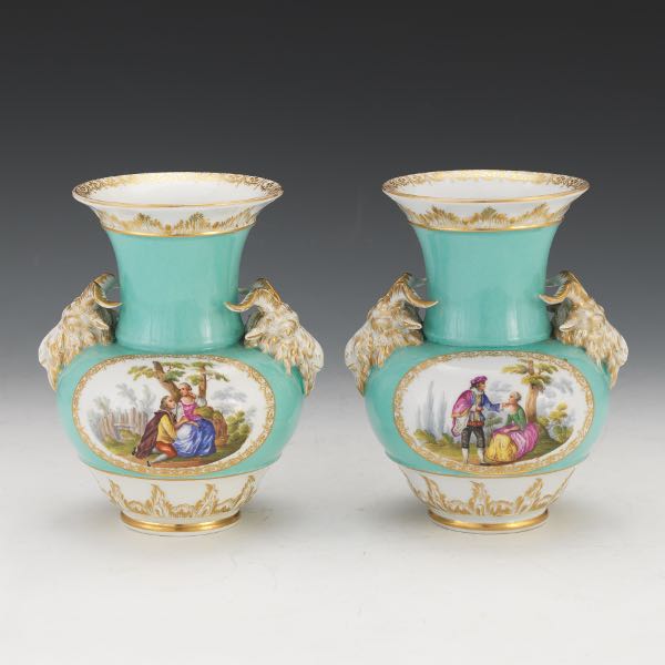 PAIR OF KPM PORCELAIN VASES 6 ¾ x