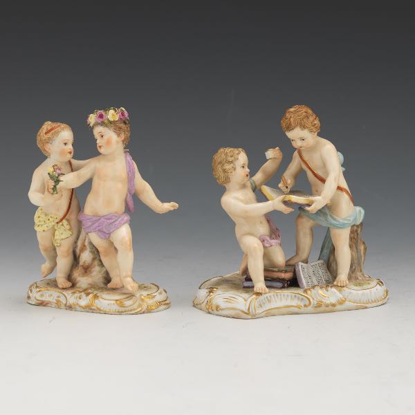 TWO MEISSEN PUTTI FIGURINES  Two