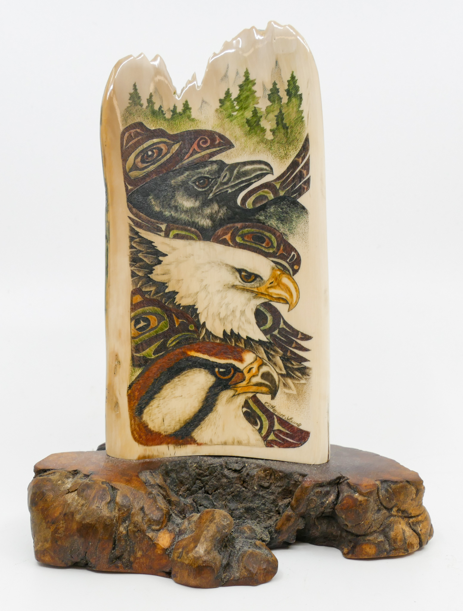 Catherine Young Native Eagle Scrimshawed