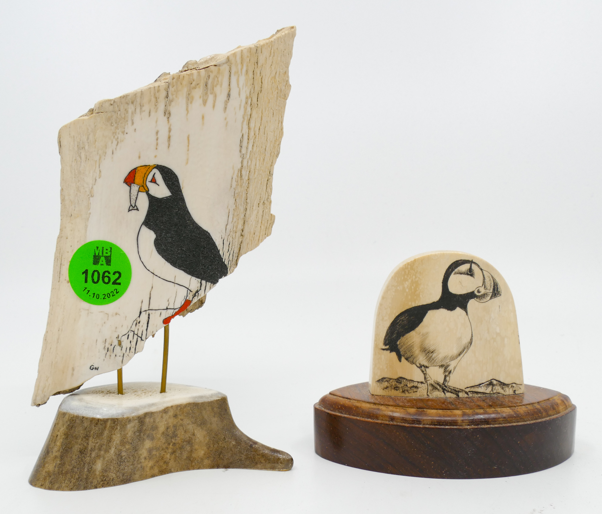 2pc Alaskan Puffin Scrimshawed 2af4bb