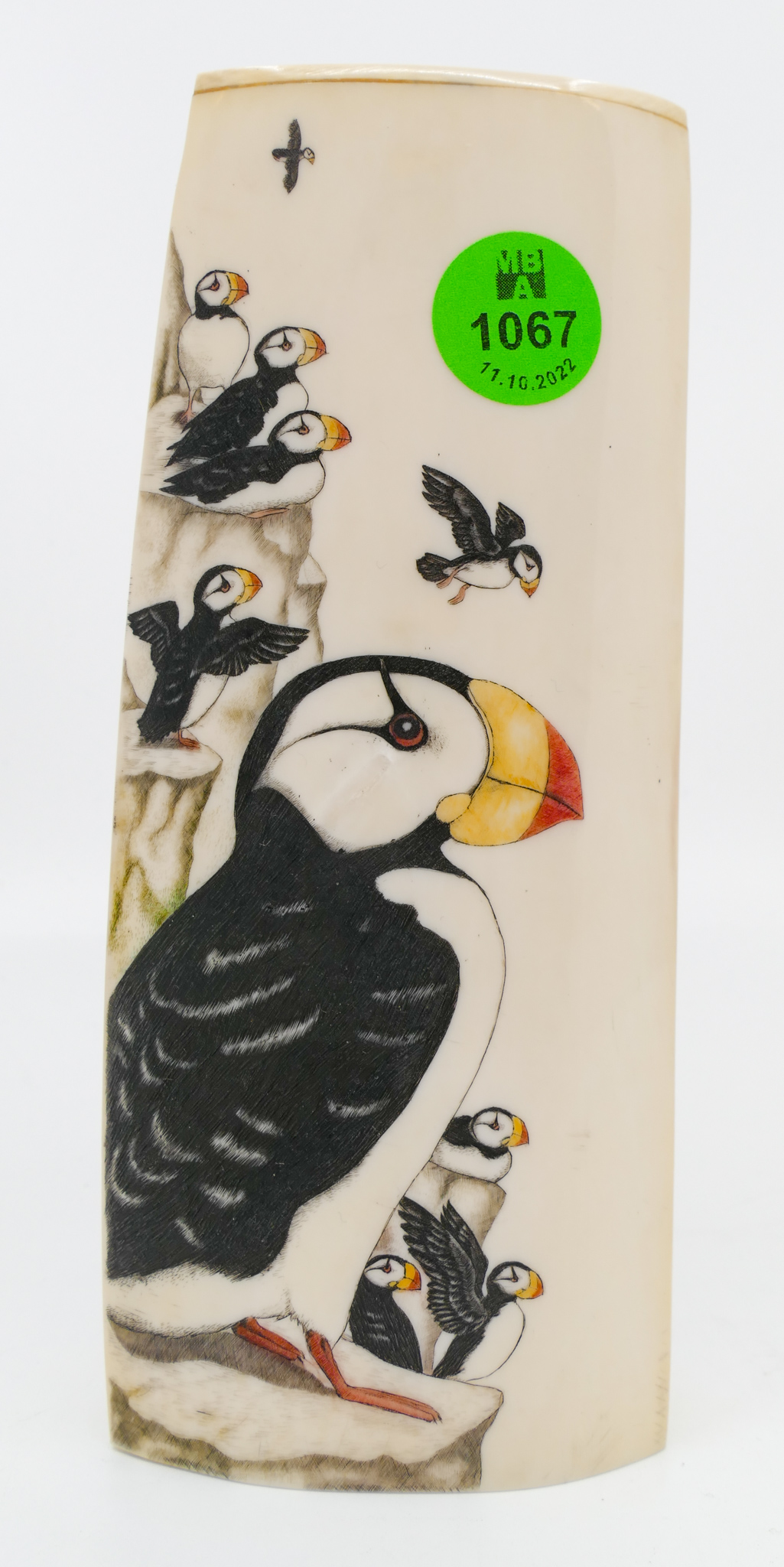 Catherine Young Scrimshawed Puffin